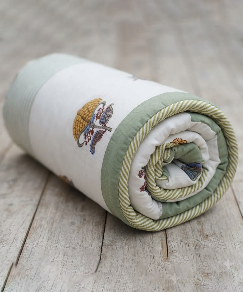 Saffron Dohar – Sage Artisan | Reversible All-Weather Dohar