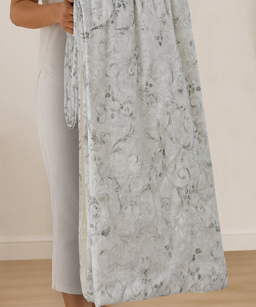 Linen Cotton Dohar – Pearl Scroll