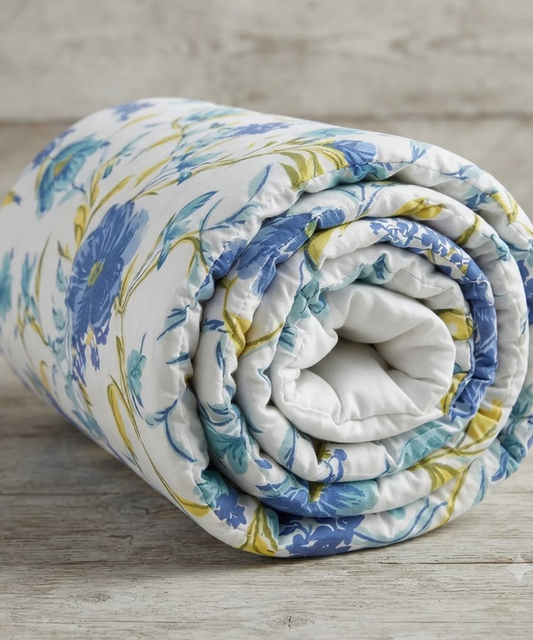Saffron Dohar – Azure Bloom | Reversible All-Weather Dohar