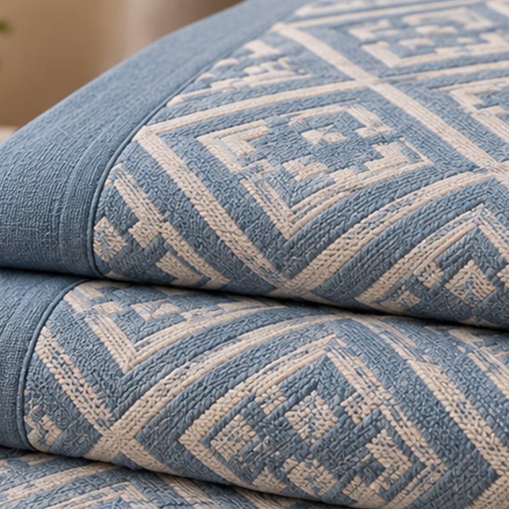 Slate Greek Key Linen Cotton Dohar