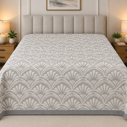 Slate Deco Fan Linen Cotton Dohar