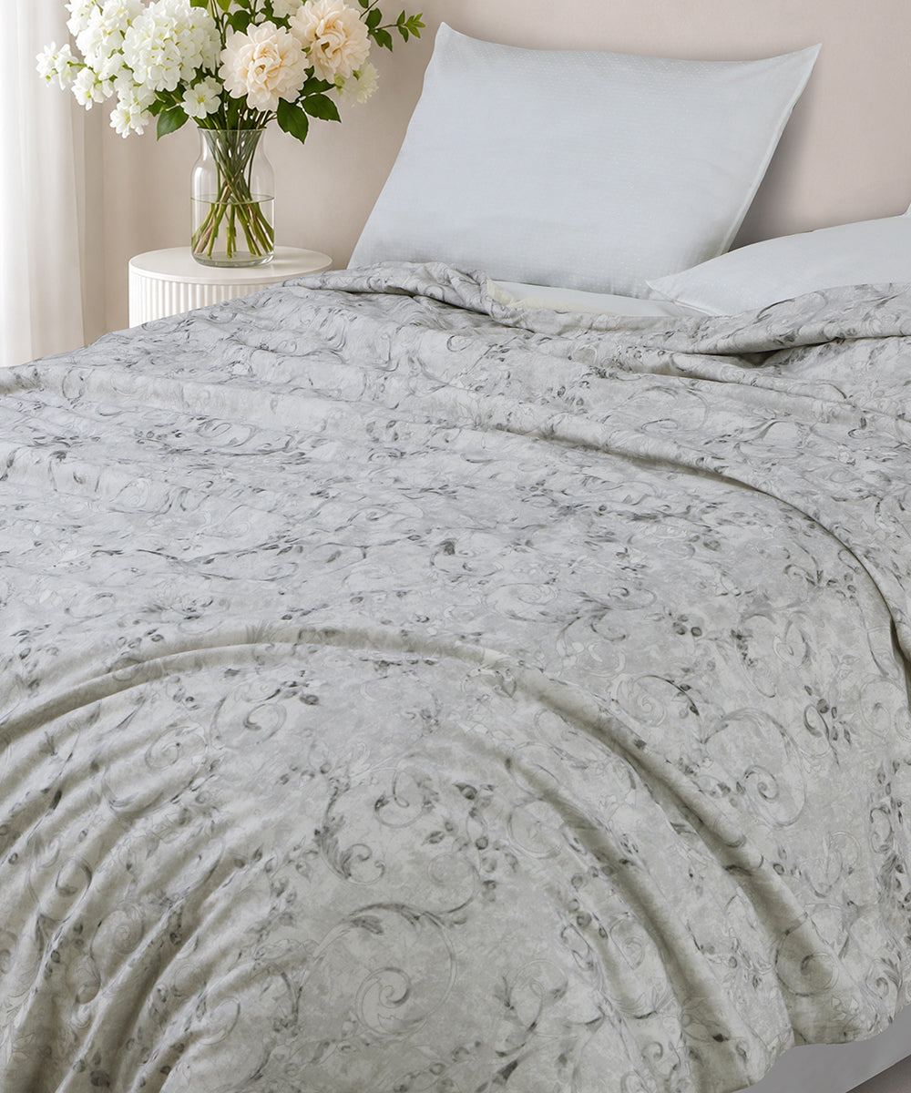 Linen Cotton Dohar – Pearl Scroll