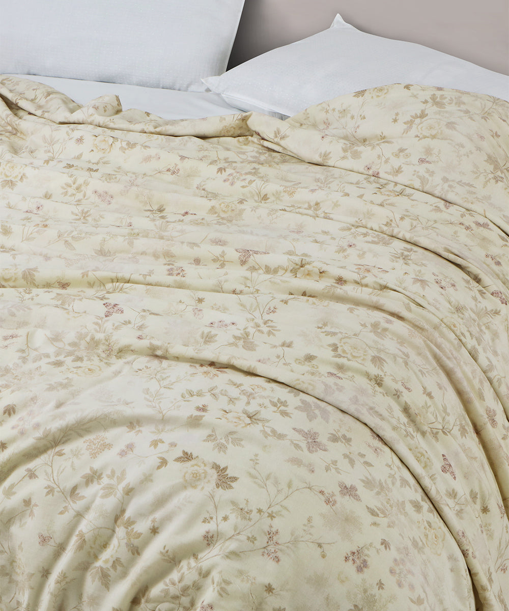 Linen Cotton Dohar – Ivory Meadow
