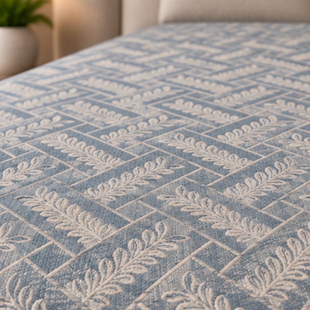 Slate Fern Lattice Linen Cotton Dohar