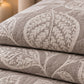 Taupe Botanical Leaf Linen Cotton Dohar