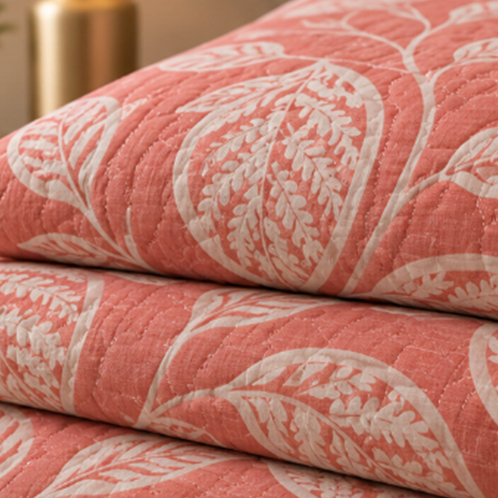 Blush Botanical Leaf Linen Cotton Dohar