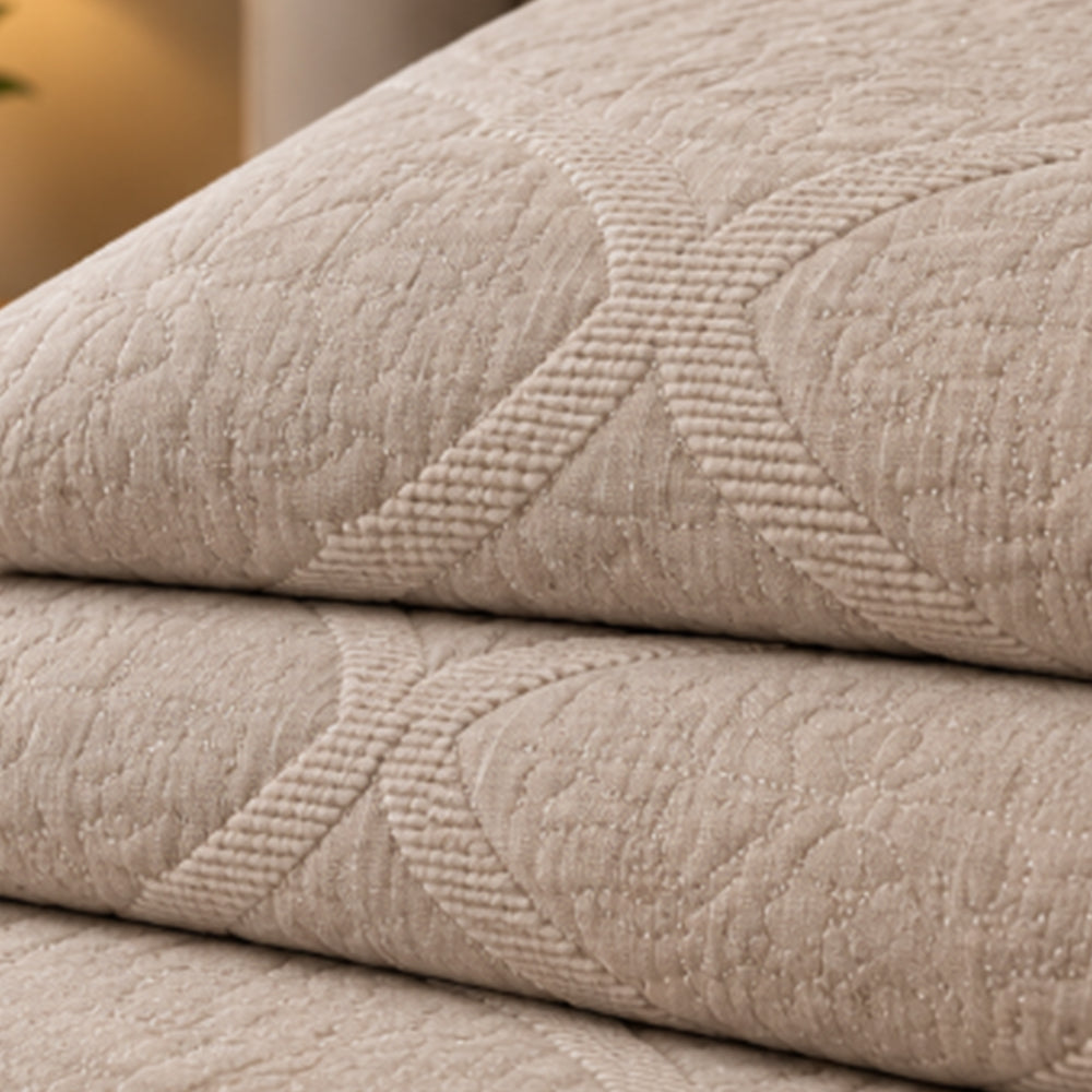 Oatmeal Woven Lattice Linen Cotton Dohar