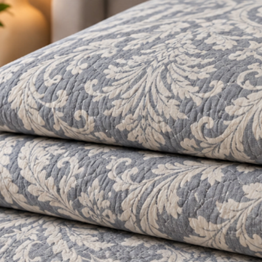 Slate Acanthus Linen Cotton Dohar