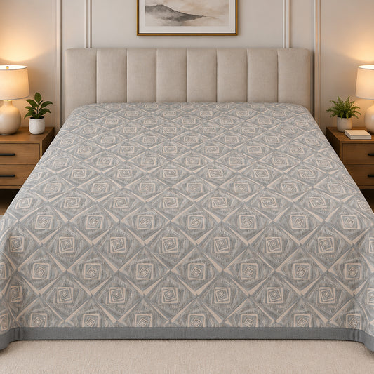 Slate Concentric Diamond Linen Cotton Dohar