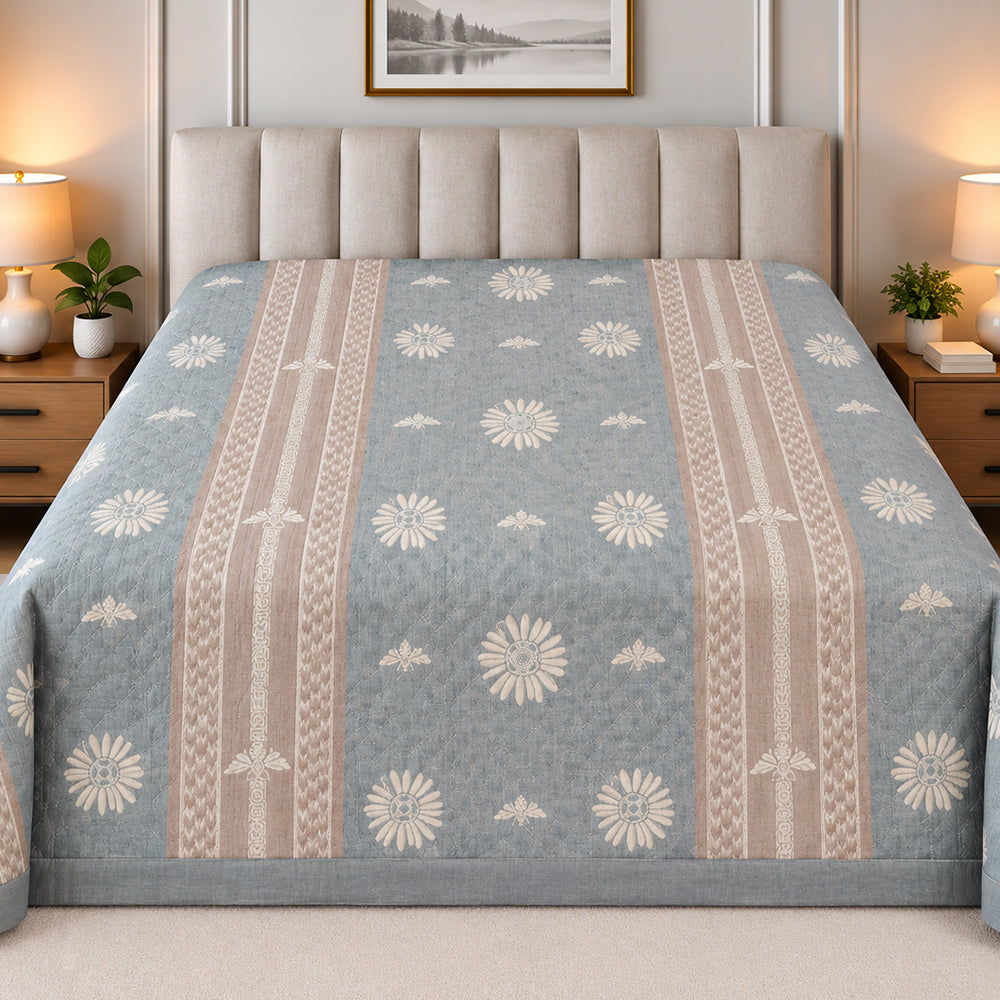 Slate Sunflower Stripe Linen Cotton Dohar