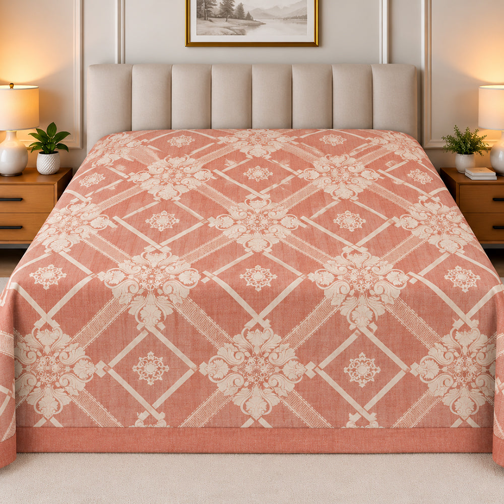 Blush Trellis Damask Linen Cotton Dohar