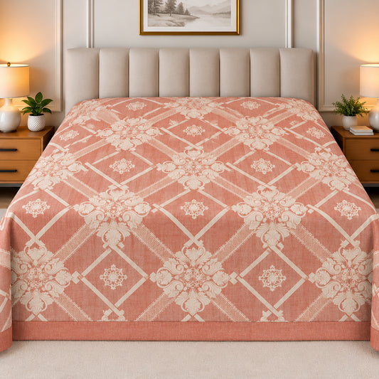 Blush Trellis Damask Linen Cotton Dohar
