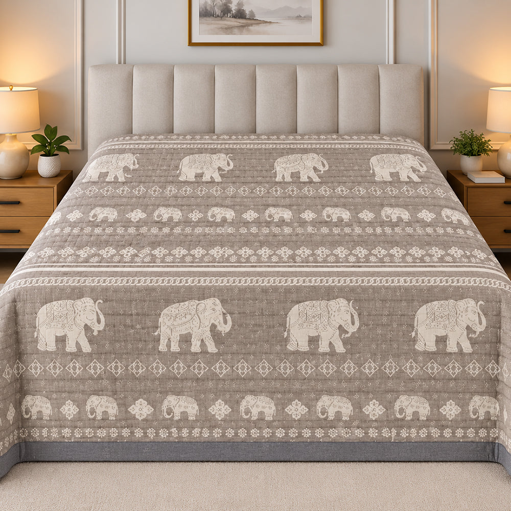 Taupe Royal Tusker Linen Cotton Dohar