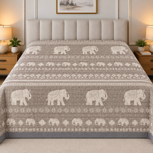Taupe Royal Tusker Linen Cotton Dohar