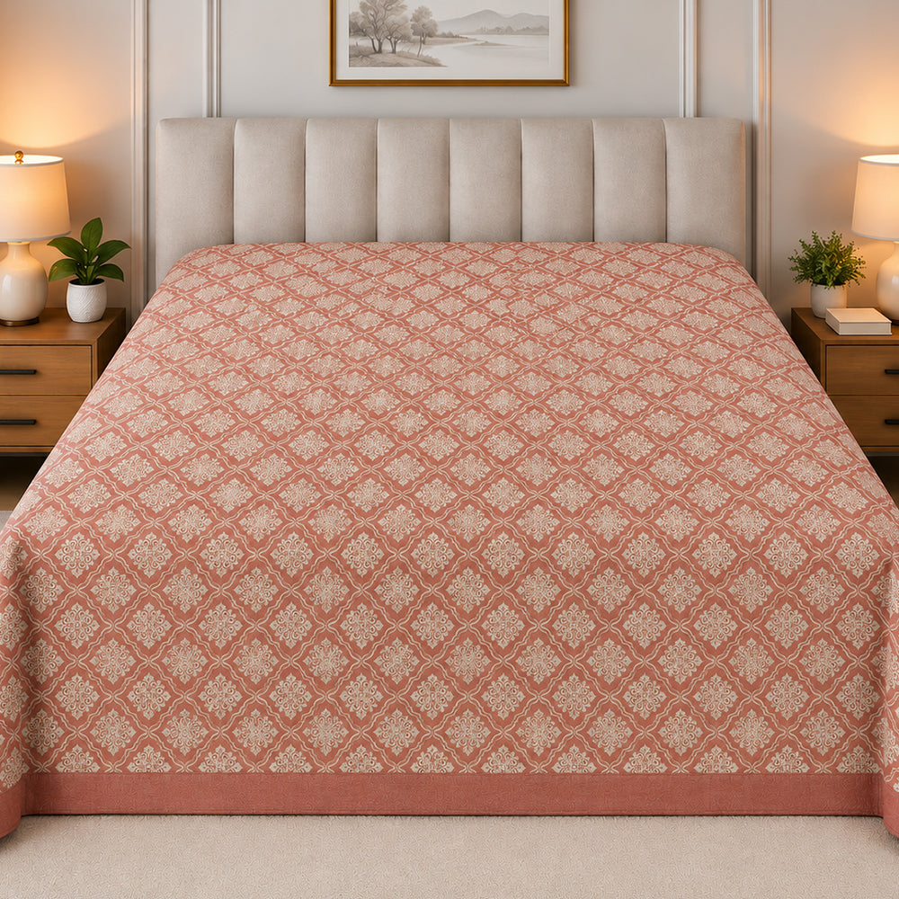 Blush Ogee Medallion Linen Cotton Dohar