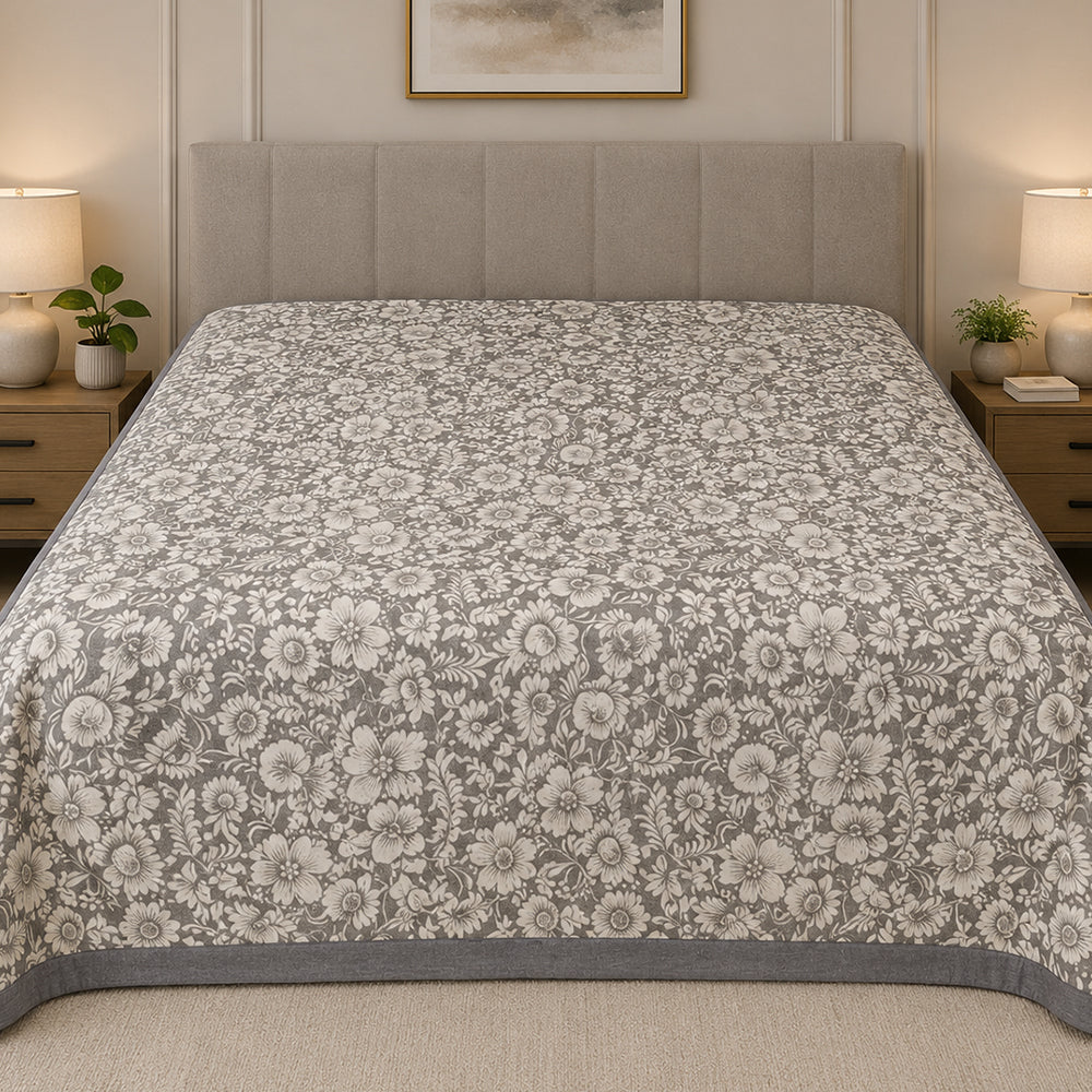 Slate Morris Flora Linen Cotton Dohar