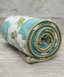 Saffron Dohar – Turquoise Blossom | Reversible All-Weather Dohar