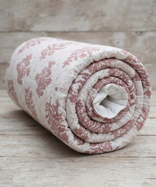 Saffron Dohar – Vintage Rose | Reversible All-Weather Dohar