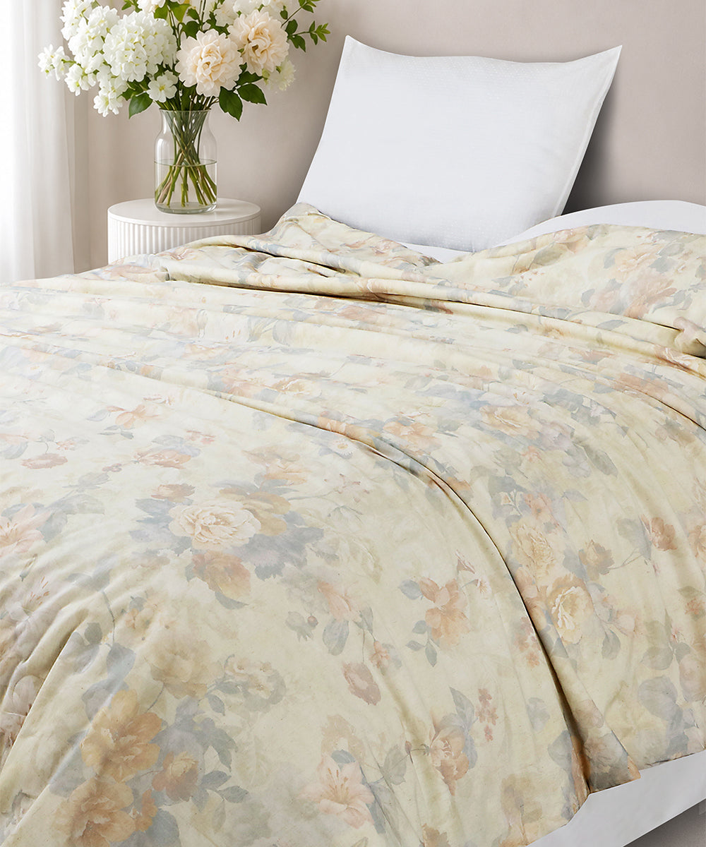 Linen Cotton Dohar – Ivory Blossom