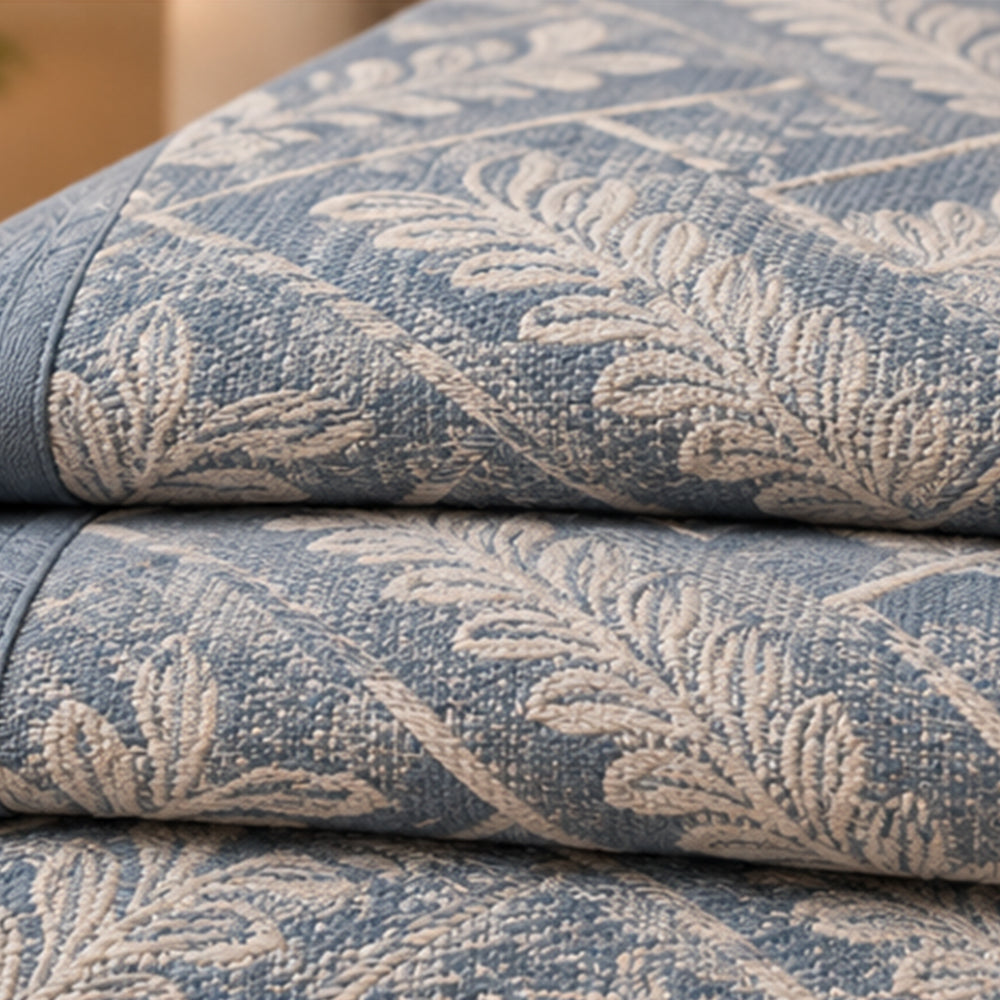 Slate Fern Lattice Linen Cotton Dohar