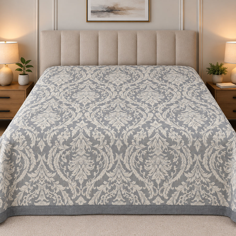 Slate Acanthus Linen Cotton Dohar