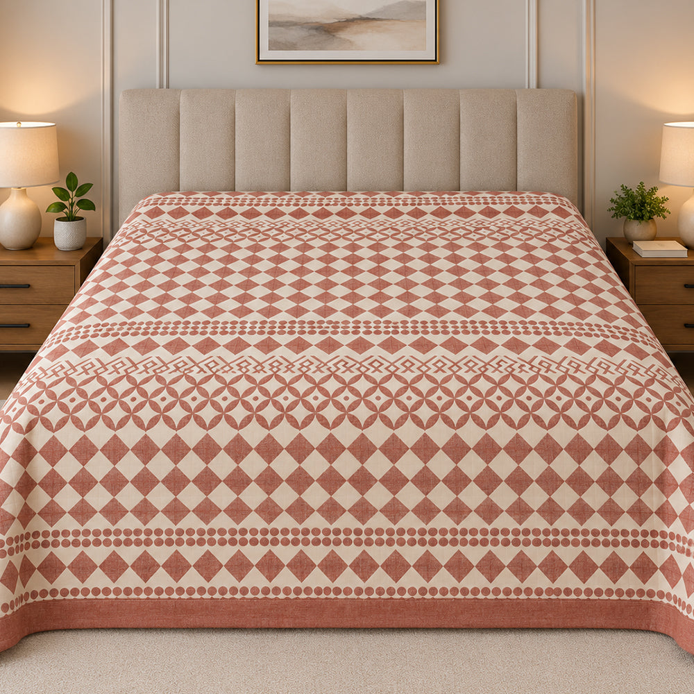 Blush Harlequin Check Linen Cotton Dohar