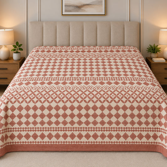 Blush Harlequin Check Linen Cotton Dohar