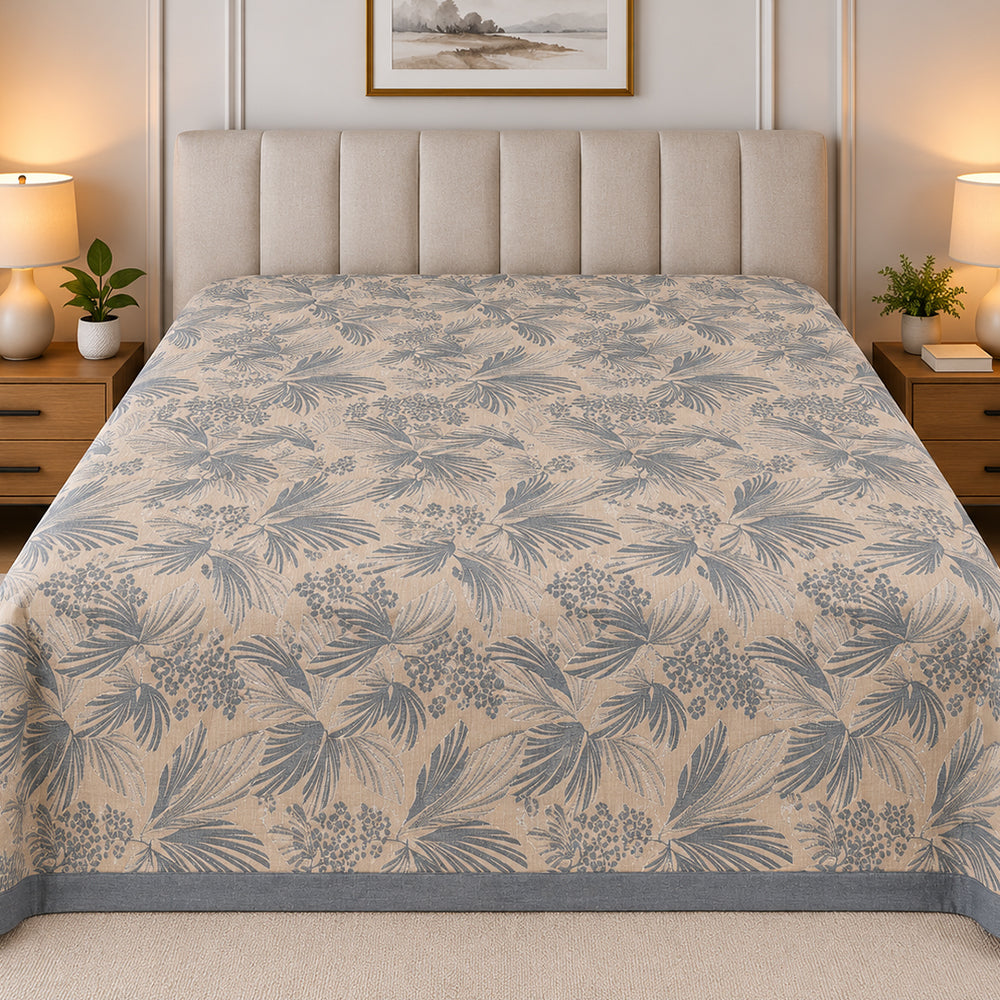 Slate Coastal Palm Linen Cotton Dohar