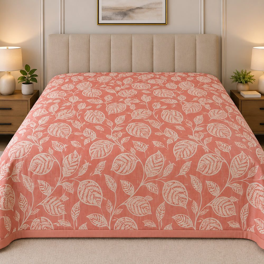 Blush Botanical Leaf Linen Cotton Dohar