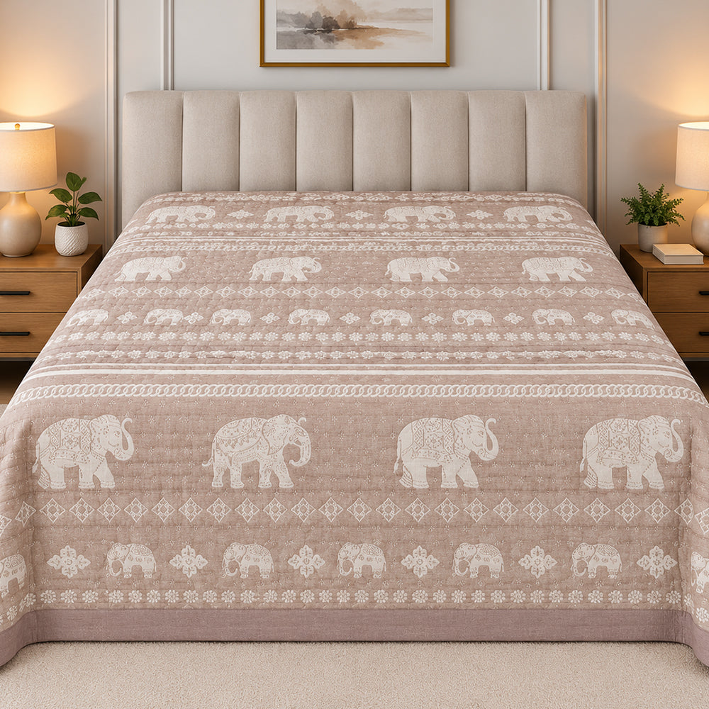 Blush Royal Tusker Linen Cotton Dohar