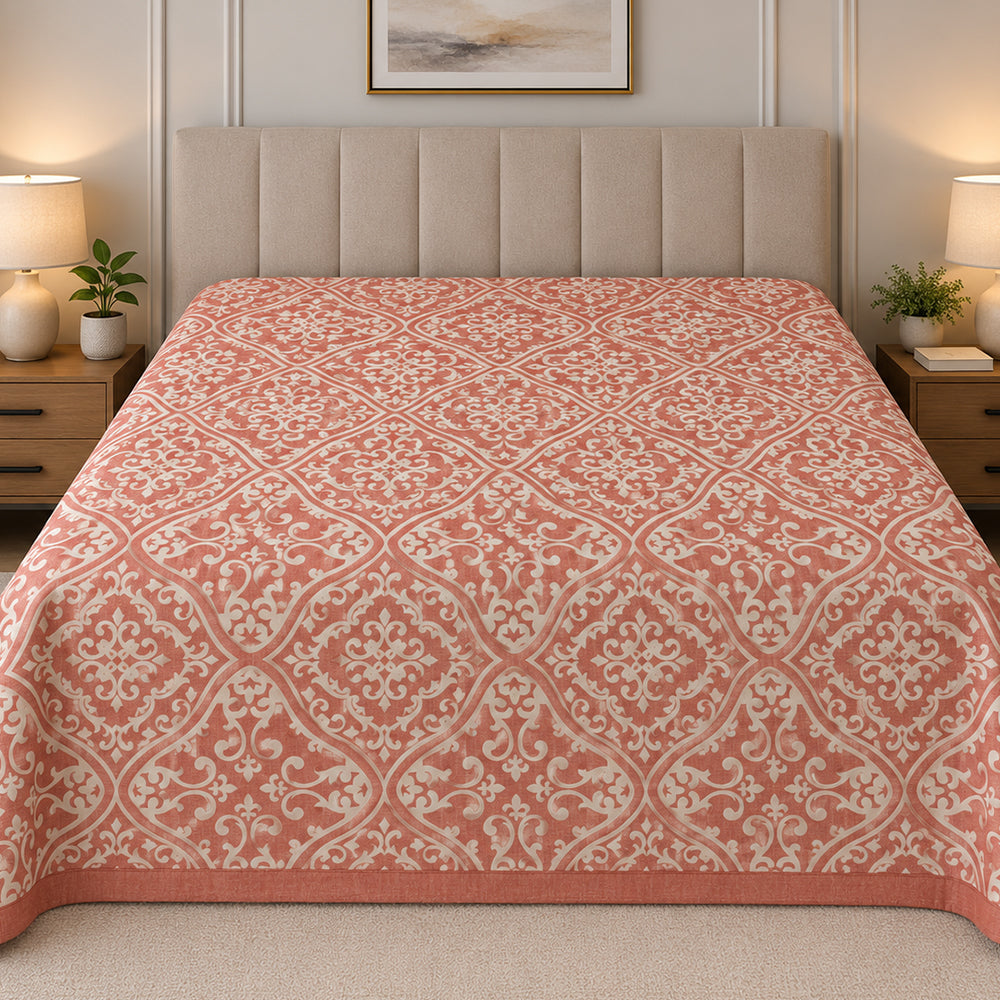 Blush Baroque Trellis Linen Cotton Dohar