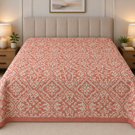 Blush Baroque Trellis Linen Cotton Dohar