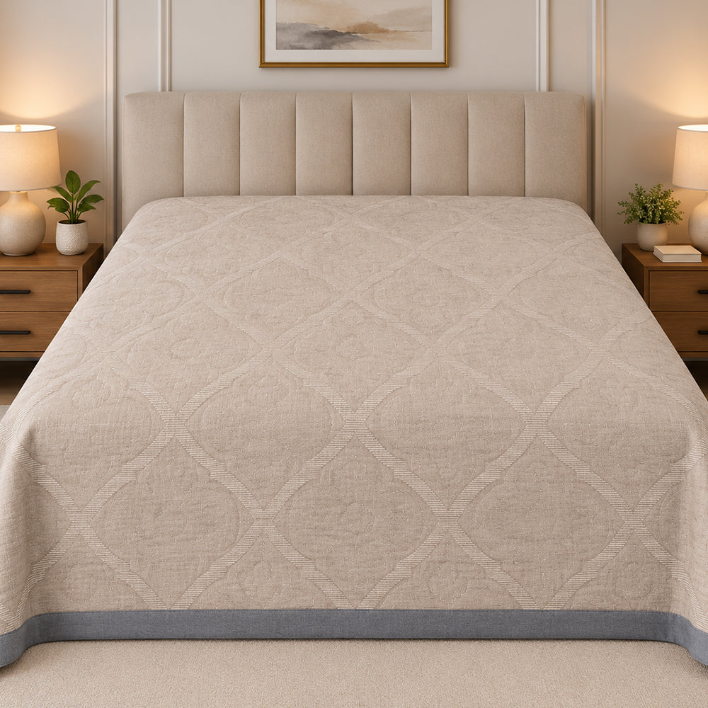 Oatmeal Woven Lattice Linen Cotton Dohar
