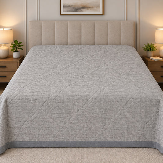 Slate Diamond Trellis Linen Cotton Dohar