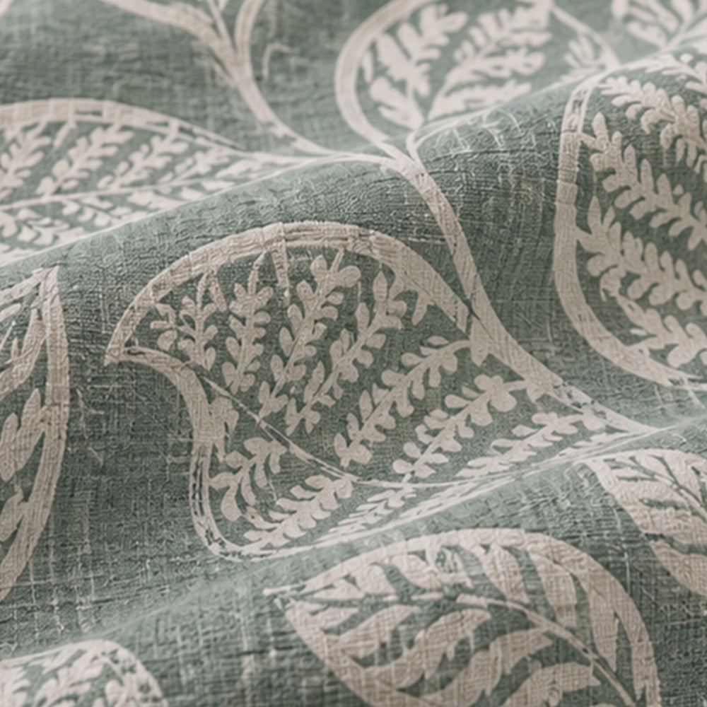 Sage Botanical Leaf Linen Cotton Dohar