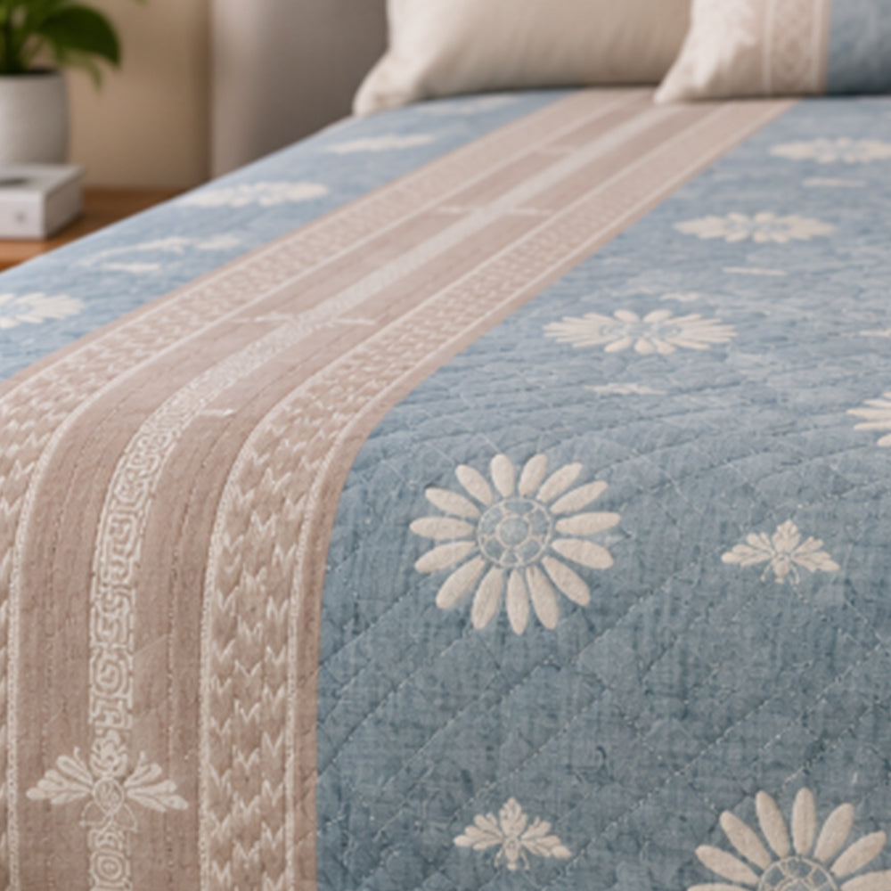 Slate Sunflower Stripe Linen Cotton Dohar