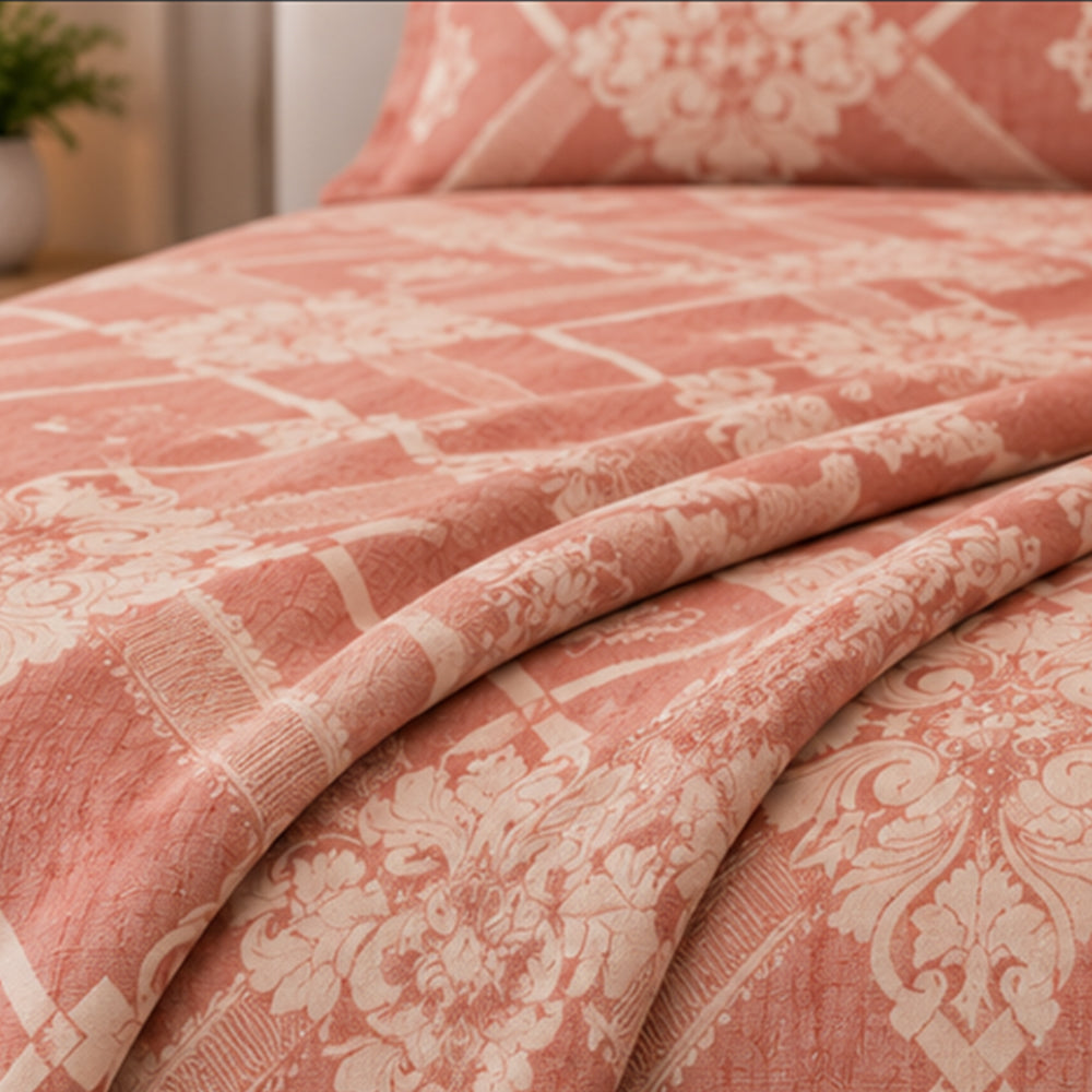 Blush Trellis Damask Linen Cotton Dohar