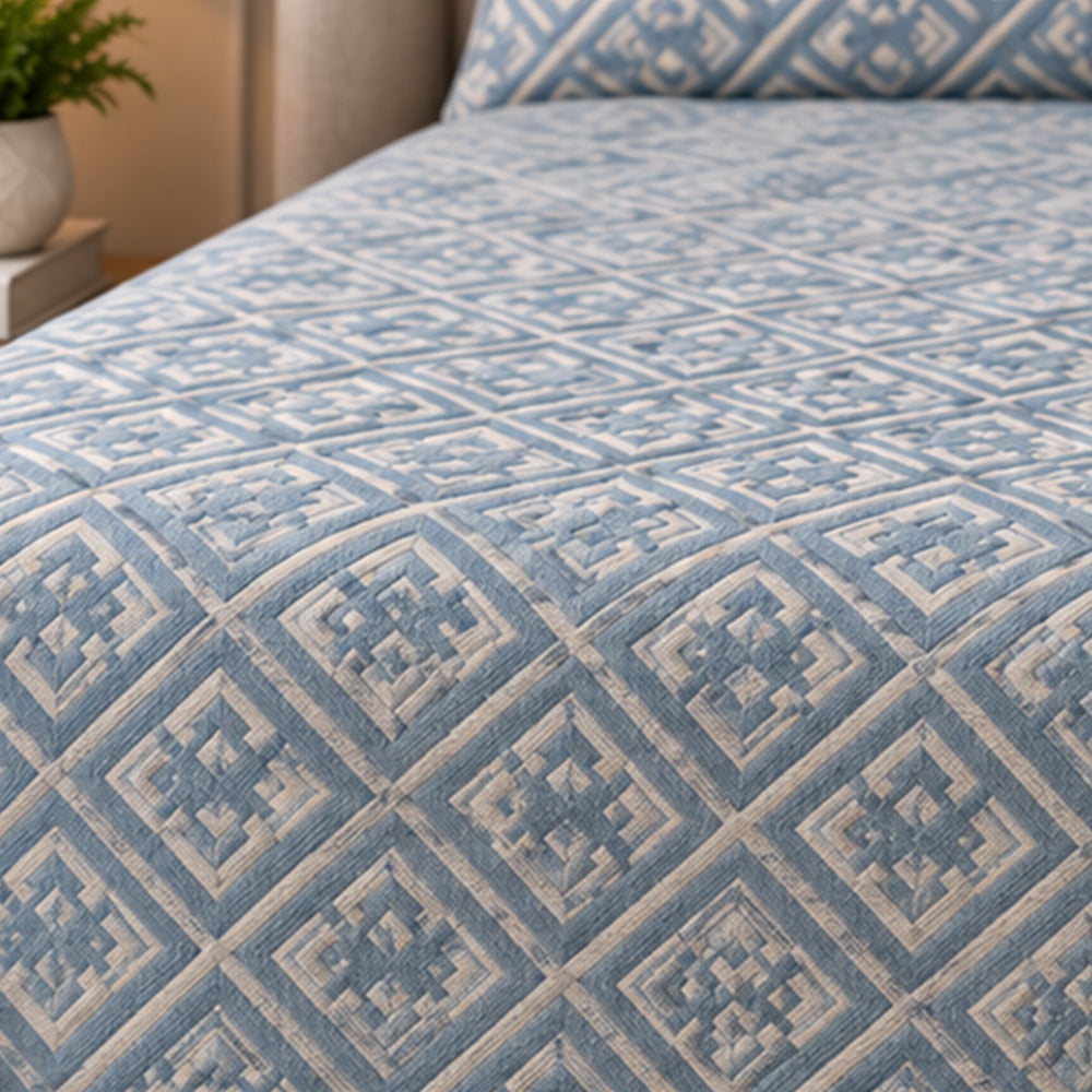 Slate Greek Key Linen Cotton Dohar