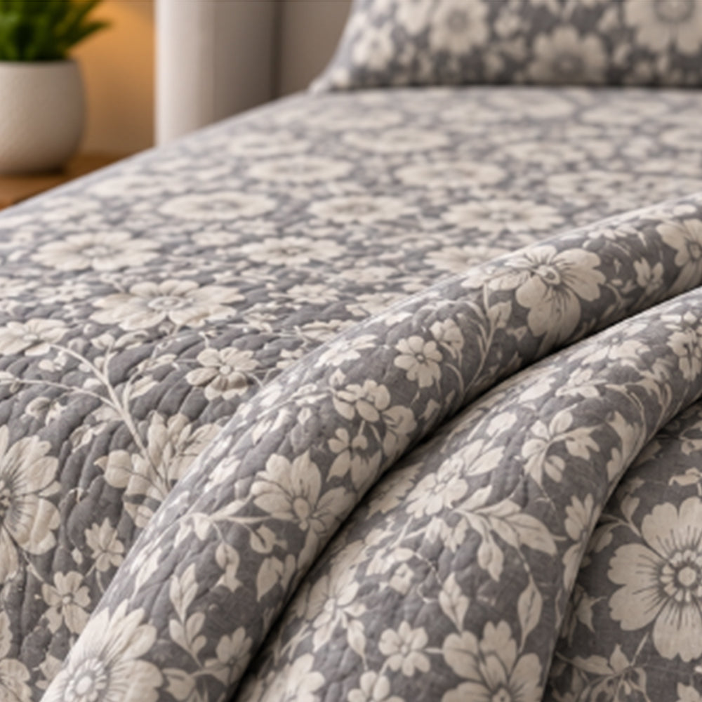 Slate Morris Flora Linen Cotton Dohar