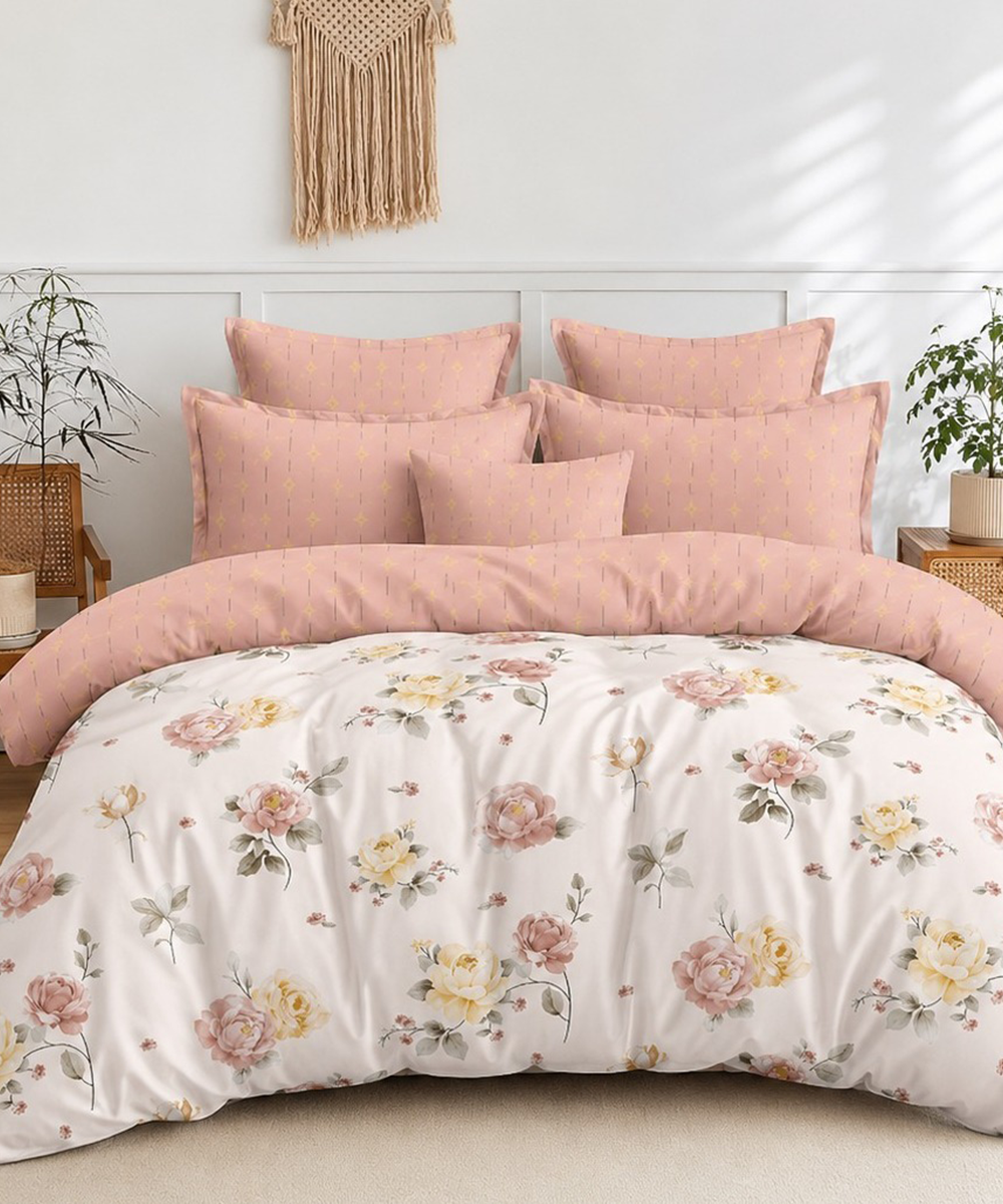 Moon Drape Quilt Bedding Set (4 Pcs) – Blush Blossom