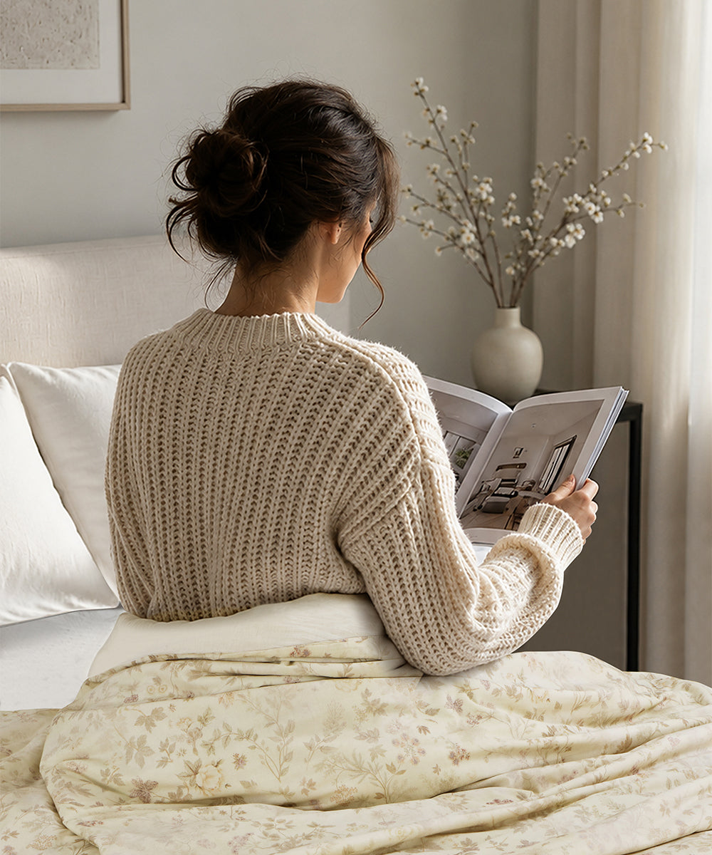 Linen Cotton Dohar – Ivory Meadow