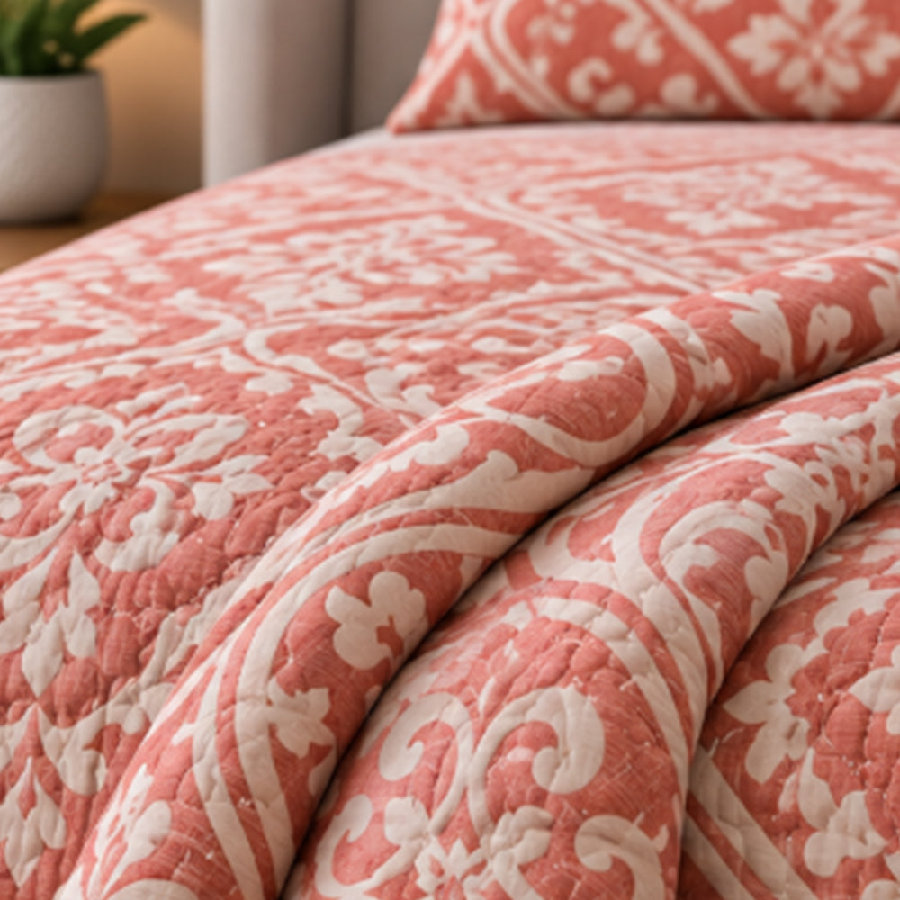 Blush Baroque Trellis Linen Cotton Dohar