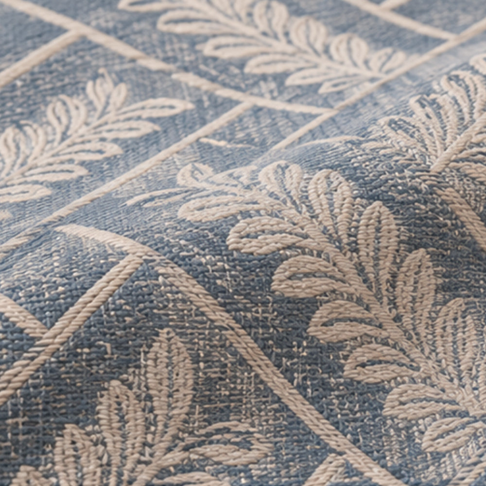 Slate Fern Lattice Linen Cotton Dohar