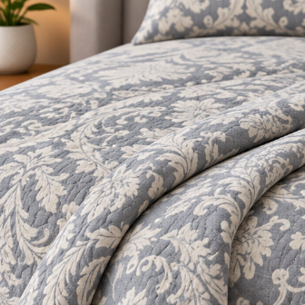 Slate Acanthus Linen Cotton Dohar