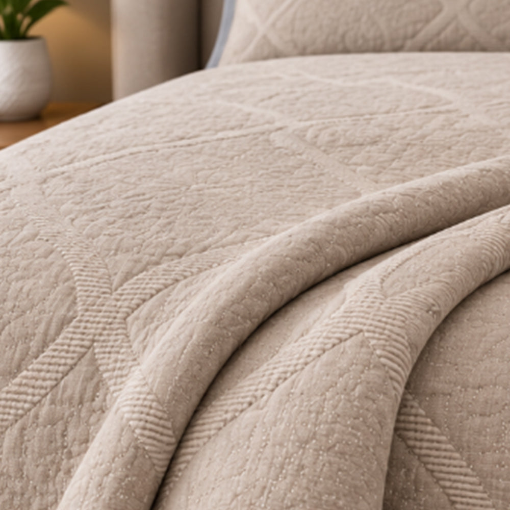 Oatmeal Woven Lattice Linen Cotton Dohar