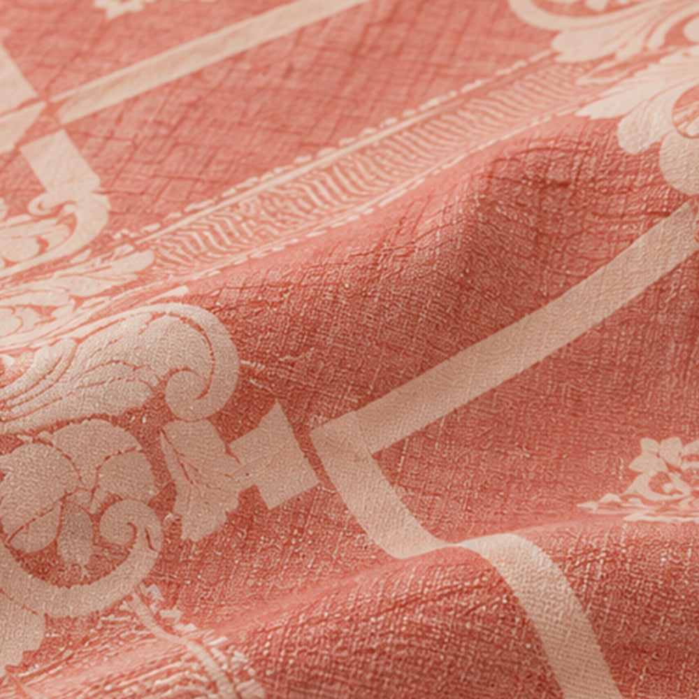 Blush Trellis Damask Linen Cotton Dohar