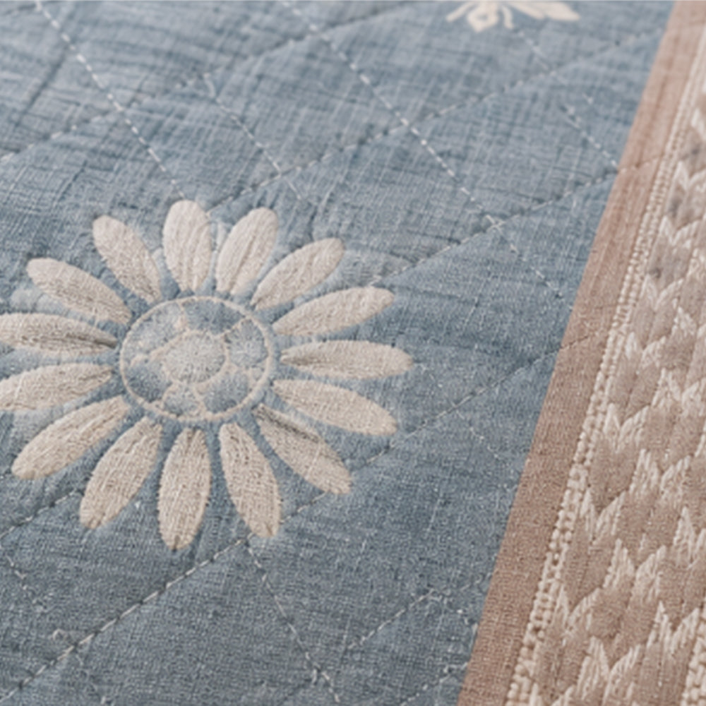 Slate Sunflower Stripe Linen Cotton Dohar