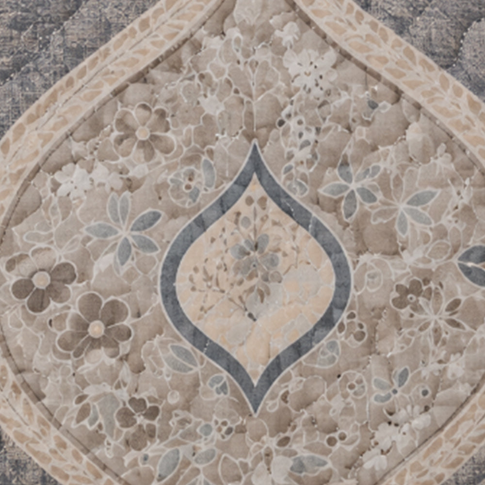 Slate Ogee Medallion Linen Cotton Dohar