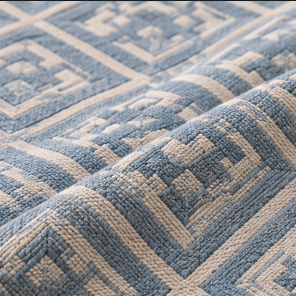 Slate Greek Key Linen Cotton Dohar