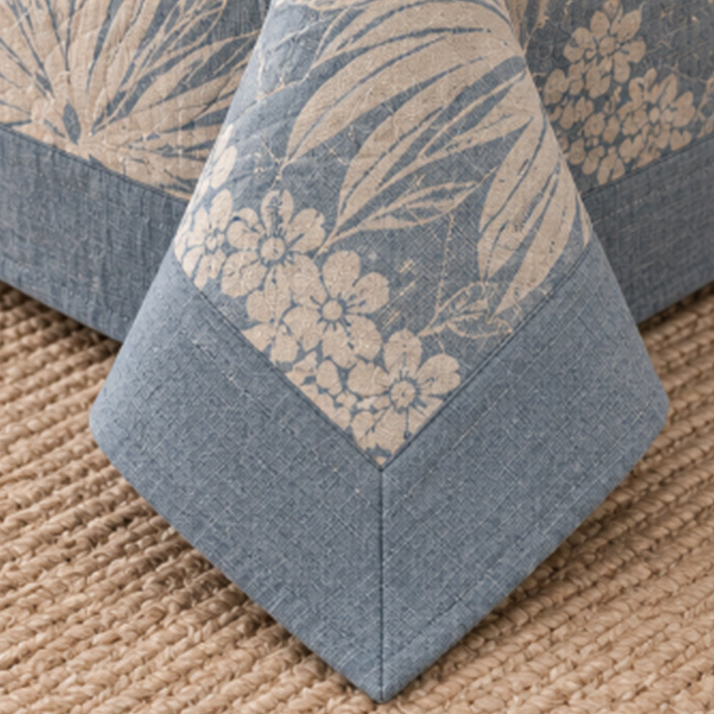 Slate Palm Frond Linen Cotton Dohar